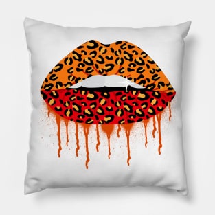 Dripping Lips | Sassy Leopard Lips Pillow