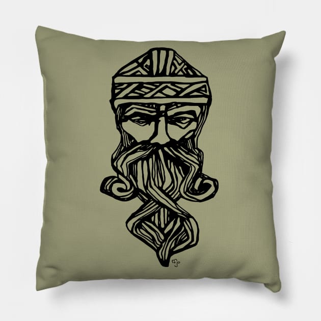 Norse Viking Valhalla Theme (Black) Pillow by Art By Mojo