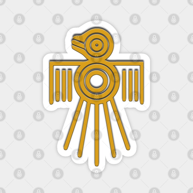 The 'Aztec Spirit Bird Crop Circle' In Gold Magnet by Whites Designs