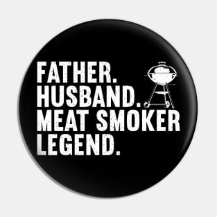 Cool Meat Smoking Art For Father Husband Bbq Meat Griller Pin