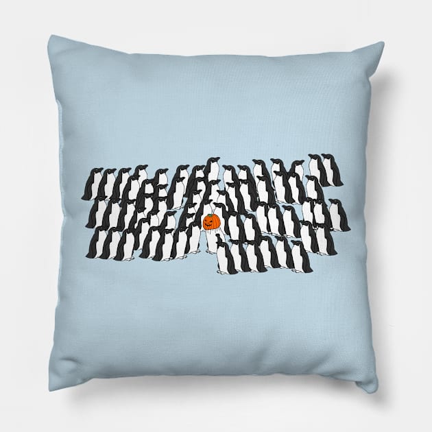 Penguin Brings Halloween Horror to the Waddle Pillow by ellenhenryart