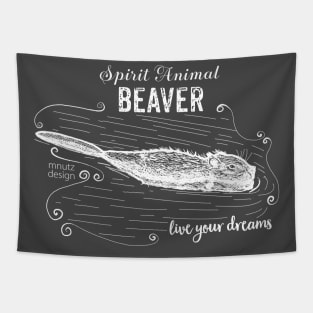 Spirit animal Beaver white Tapestry