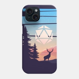 Forest Sunset Deers Polyhedral D20 Dice Sun RPG Landscape Phone Case