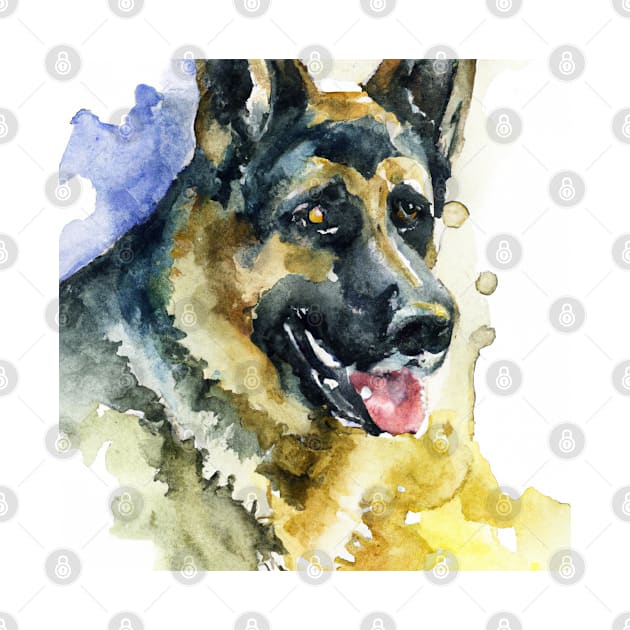 German Shepherd Watercolor - Gift For Dog Lovers by Edd Paint Something