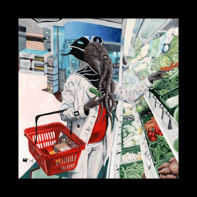 Mind Flayer Grocery Shopping Realistic Art by Helms Art Creations