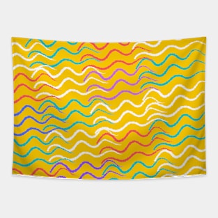 Yellow colorful pop waves pattern Tapestry