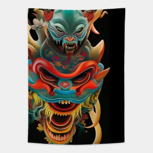 Fierce oni demon from Japan Tapestry