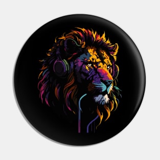 Lion Headphones Party  Summer Aesthetic Pin