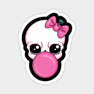 Pink Bubblegum Skull | Cute Skull Art Magnet