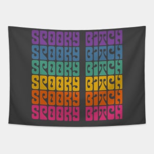 Spooky Bitch \\/ Humorous Witchy Typography Design Tapestry