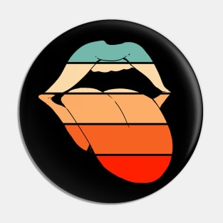 Retro Vintage Lips Sticking Out Tongue Print Pin