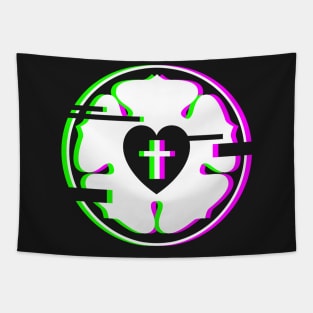 Retro Glitch Luther Rose | Lutheran Church Tapestry