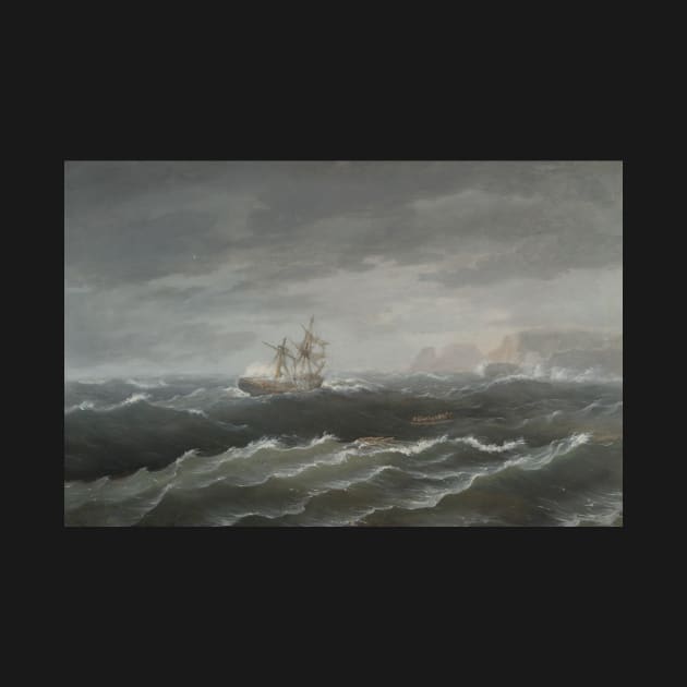 Shipwreck Near a Rocky Coast by Thomas Birch by Classic Art Stall