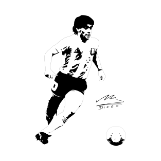 Maradona El Diego Napoli Black White T-Shirt