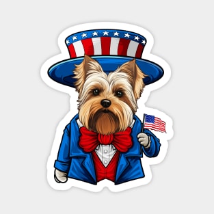 Funny 4th of July Biewer Terrier Dog Magnet