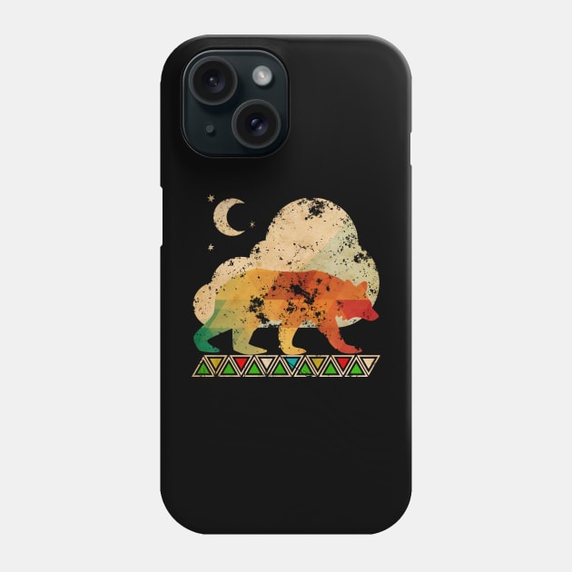 Bear vintage walking in the night Phone Case by KerzoArt