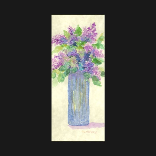 Tiny Blue vase of Lilacs by ROSEANN MESERVE 