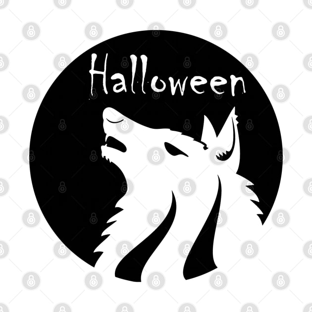 Halloween Wolf Monochrome, Black And White Transparent Vector Graphic Design by Modern Art