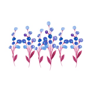 Blue and Red Watercolor Wild Flower T-Shirt