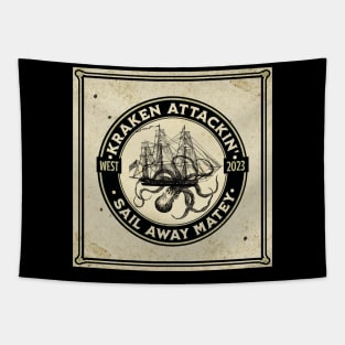 Kraken Attackin’ Sail Away Matey Tapestry