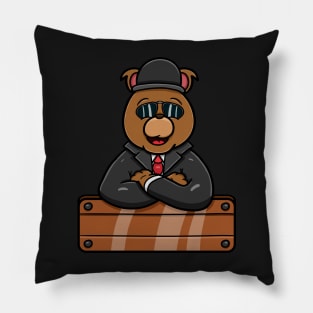 Mafia Bear Cartoon Mascot Pillow