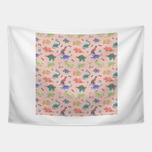 Dinosaur pattern - pink theme Tapestry