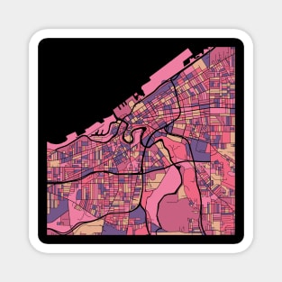 Cleveland Map Pattern in Purple & Pink Magnet