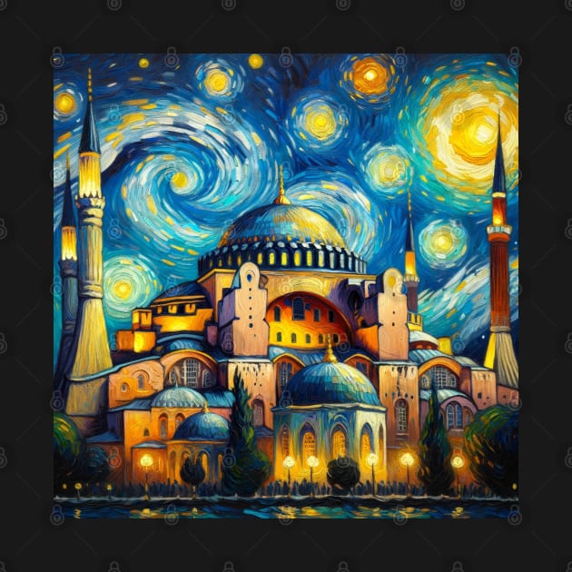 Hagia Sophia Istanbul Starry Night - Beautiful Iconic Places by Edd Paint Something