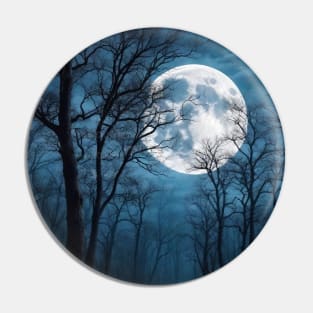 Horor moonlight dark forest woods trees Pin