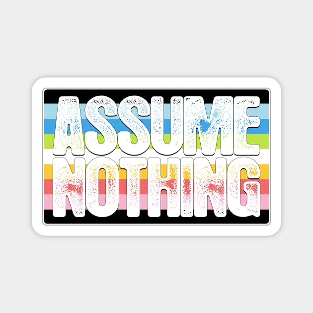 Assume Nothing Queer Pride Flag Magnet by wheedesign