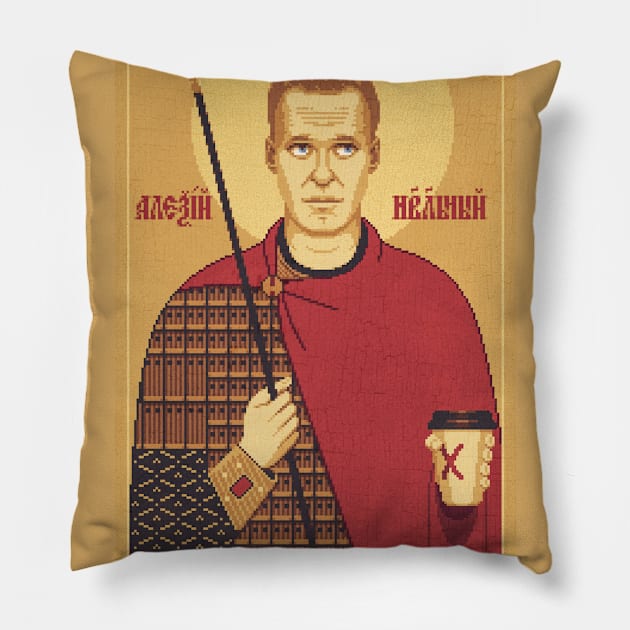 Alexey Navalny The Great Martyr Pillow by Maxim V. Sivokon