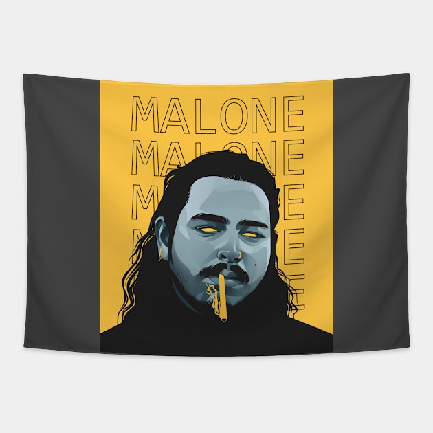 Post Malone Yellow Portrait Tapestry by Heriaskuri