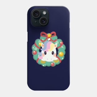 Unicorn with Christmas Wreath Graphic Phone Case