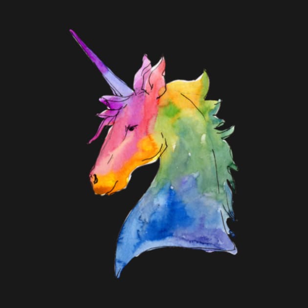 Watercolor Unicorn Rainbow Unicorn Illustration- by Nulian Sanchez