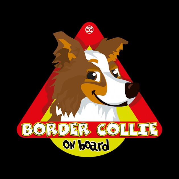 Border Collie On Board - Brown Tricolor by DoggyGraphics