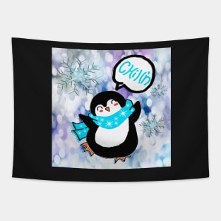 Funny Penguin Dancing Chill’N Gift Snowflake Cute Winter Gifts Tapestry