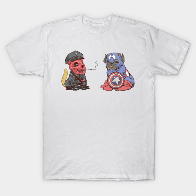 Captain Pug Meet Hydra Cat Dog And Cat Love T Shirt Teepublic