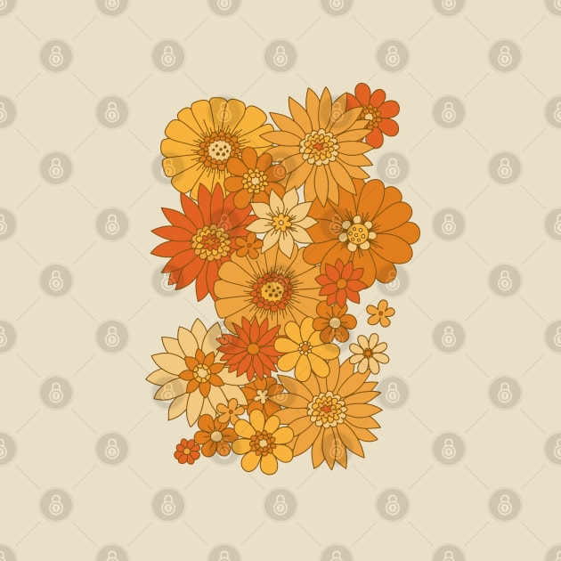 70s Retro Daisy Floral - Harvest by latheandquill