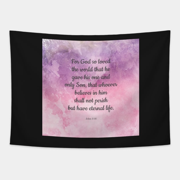 John 3:16, For God So Loved the World Bible Quote Tapestry by StudioCitrine