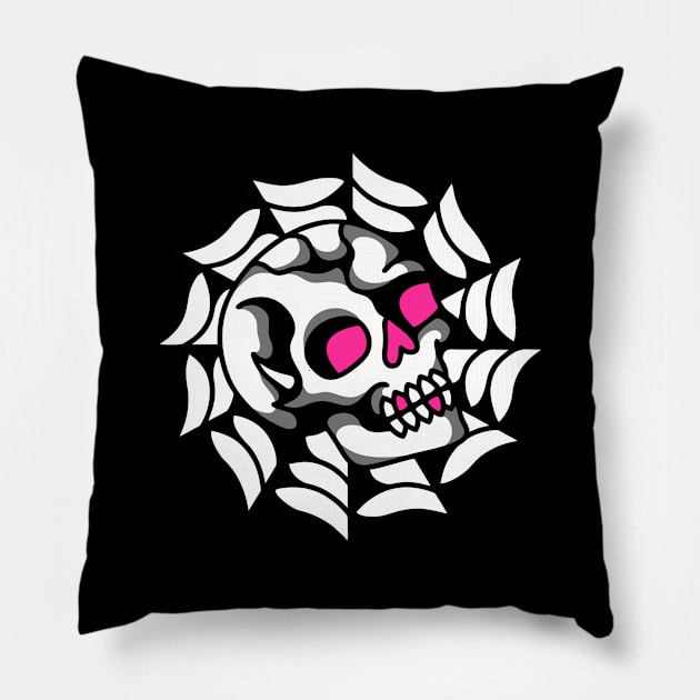 Skull spiderweb Pillow by Bojes Art