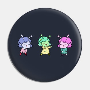 Cartoon alien girls dancing & laughing Pin