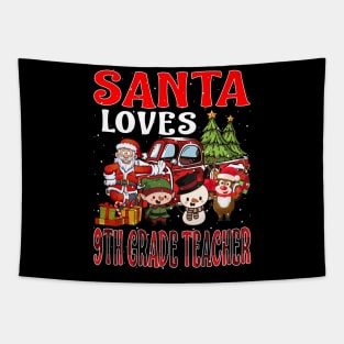 Santa Loves 9Th Grade Teacher Tapestry