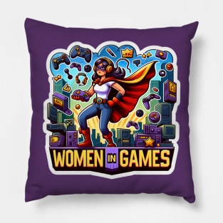 Women in Games - Superhero Gamer Girl Pillow