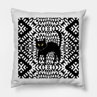 Black And White Halloween Cat Pillow