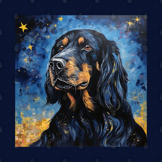 Gordon Setter painted in Starry Night Style by NatashaCuteShop