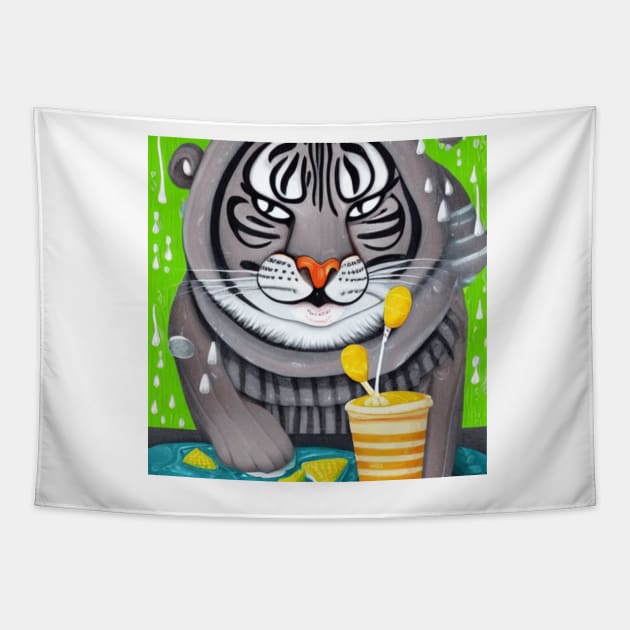 happy tiger love ice cream Tapestry by jaml-12