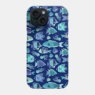 Navy Blue Funky Fishes Phone Case