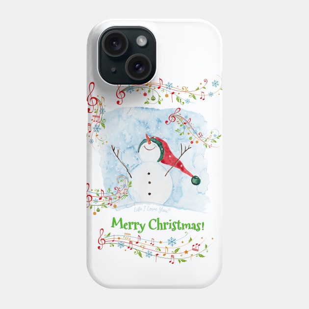 Merry Christmas Musical Happy Snowman Winter and Christmas Phone Case by Dibble Dabble Designs