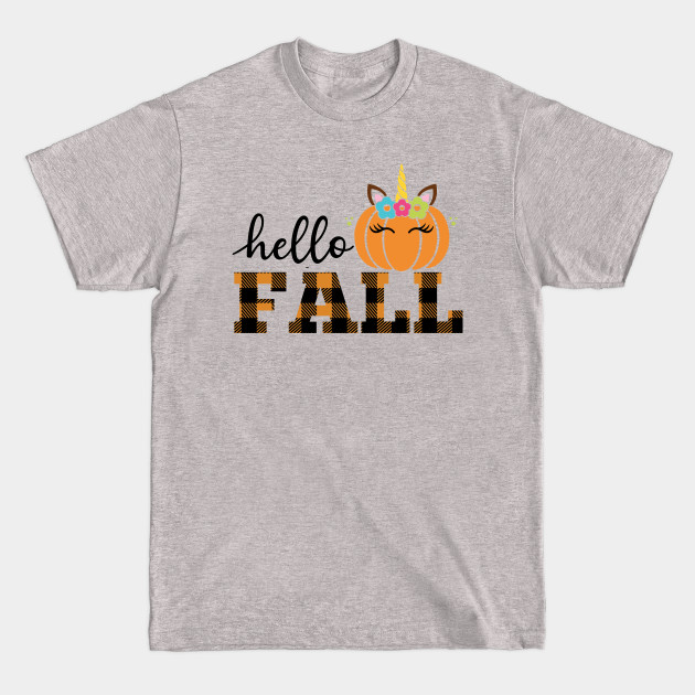 Discover Say Hello Fall with a Unicorn Attitude (light bg) - Hello Fall - T-Shirt