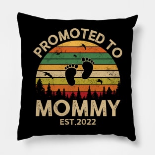 Promoted To Mommy Est 2022 Pregnancy Announcement Vintage Pillow